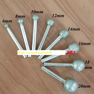 Mũi mài rãnh đá hình tròn tạo rãnh đá ghép bonsai - mũi mài đá điêu khắc đá đầu mài kim cương hình tròn trục 6mm