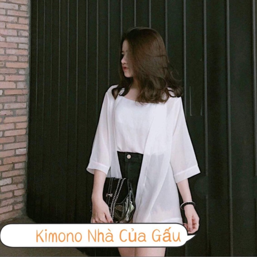 Áo khoác nữ kimono form trơn basic cực dễ phối đồ khi đi chơi