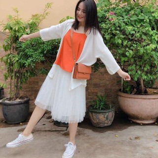 Áo khoác nữ kimono form trơn basic cực dễ phối đồ khi đi chơi