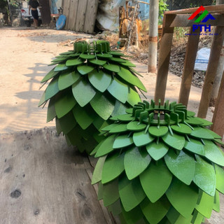 Mẫu 32L: Đèn Gỗ Thả Trần - Đèn hoa lá độc lạ, trang trí nhà ở, nhà hàng, quán Cafe 