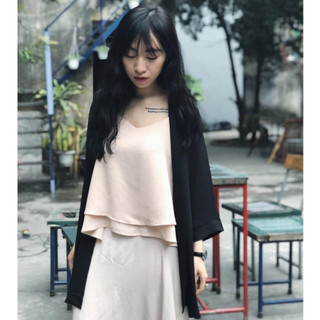 Áo khoác nữ kimono form trơn basic cực dễ phối đồ khi đi chơi