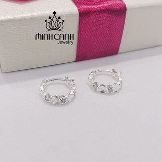 Khuyên Tai Bạc Tròn Nạm Đá - Minh Canh Jewelry