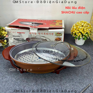 Chảo Lẩu Điện Đa Năng Shachu chuẩn cao cấp , Chảo Điện Đa Năng Shachu Ăn Lẩu Nấu Canh Đa Năng QM Store