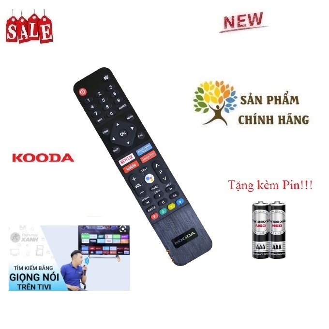 Remote Điều khiển tivi KOODA giọng nói- HÀNG KHÔNG LOGO XỊN TẶNG PIN