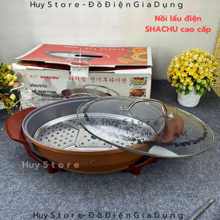 Chảo Lẩu Điện Đa Năng Shachu chuẩn cao cấp , Chảo Điện Đa Năng Shachu Ăn Lẩu Nấu Canh Đa Năng Huy Store