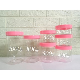 10 Hủ nhựa PET trong nắp màu. Hủ đựng có kèm nắp lót chống tràn