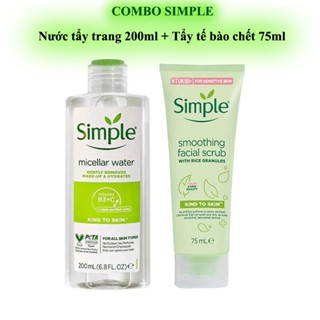 Combo nước tẩy trang Simple 200ml + tẩy tế bào chết 75ml cho mọi loại da chính hãng