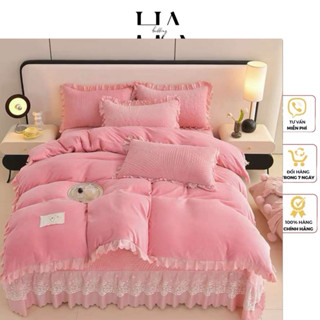  Sét nỉ nhung ga trần phủ bèo công chúa hiện đại sang chảnh siêu xinh cho các nàng chăn ga nỉ nhung cao cấp 