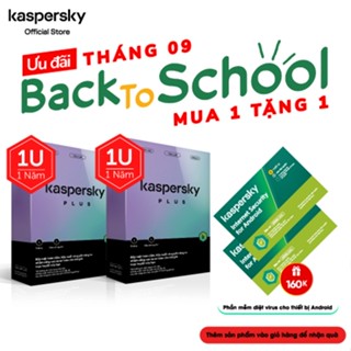 Combo 2 Phần mềm diệt virus Kaspersky Plus 1 Thiết bị/năm - 2 Hộp sản phẩm, tương đương 2 KEY KÍCH HOẠT riêng biệt