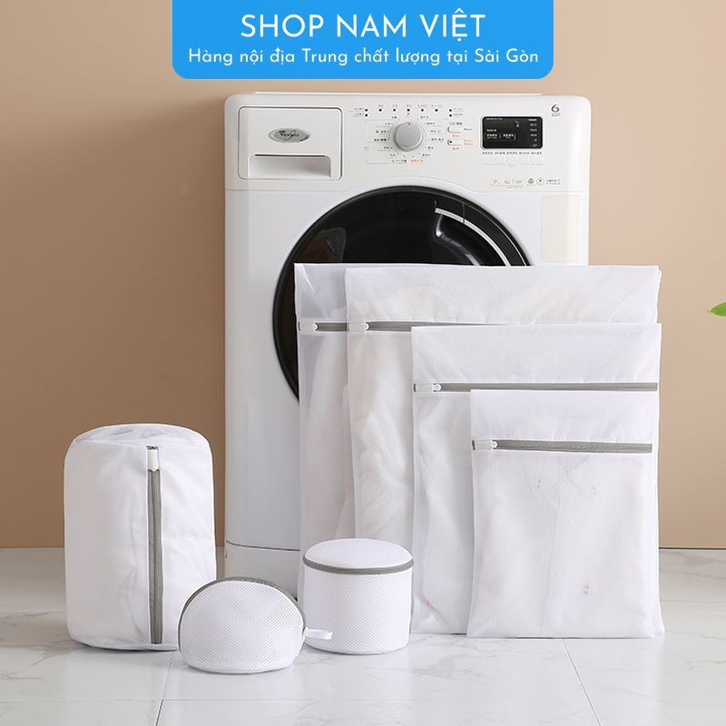 [Hàng Loại 1]Túi Giặt Bảo Vệ Quần Áo Nhiều Kích Cỡ Trắng - Dây Kéo Xám