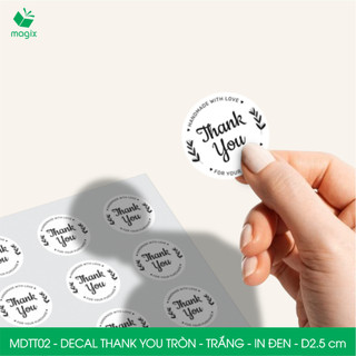 MDTT02 - D2.5cm - Combo 300 Sticker Thank you, decal tròn dán hộp carton, tem cám ơn, nhãn cảm ơn