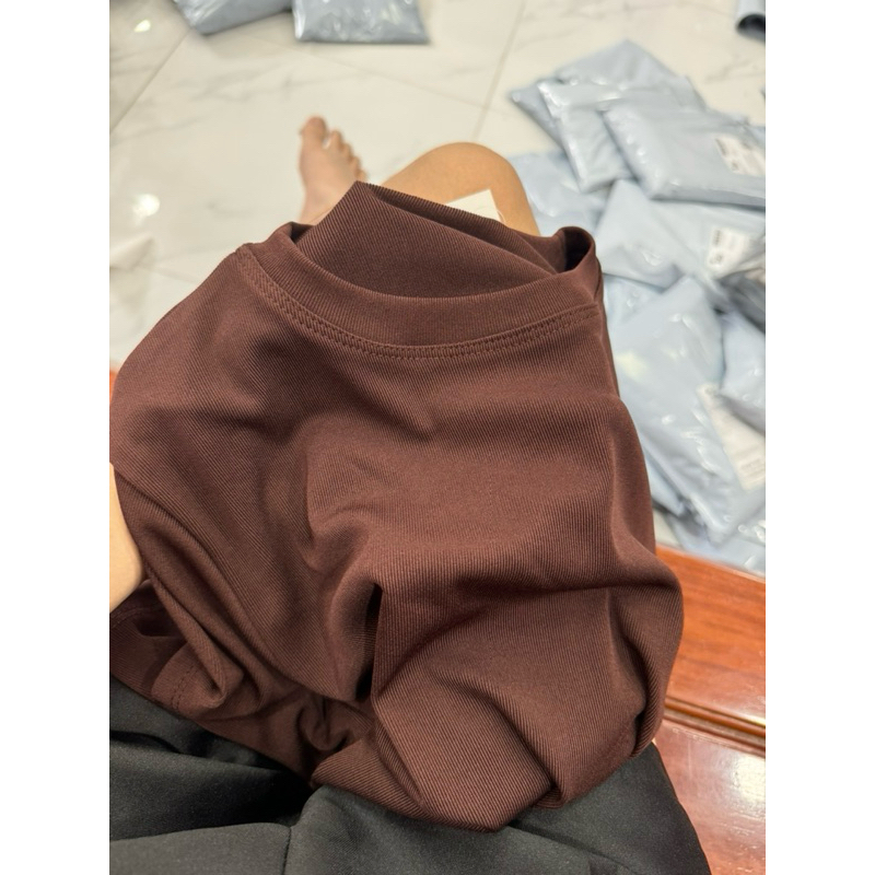 Áo Thun Gân Ôm Body Cổ Tròn TAY NGẮN Basic | BigBuy360 - bigbuy360.vn