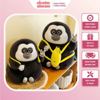Gấu Bông Khỉ Say Hi Đeo Balo Chuối, Thú Nhồi Bông Khỉ Mặt Trắng, Khỉ Ngáo Say Hi Cute Ngộ Nghĩnh