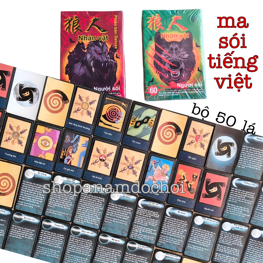 Bộ bài ma sói tiếng việt 50 lá đủ chức năng , ma sói việt hóa