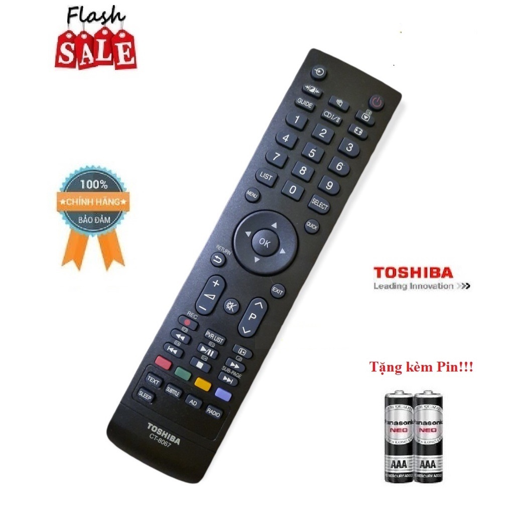 Remote Điều khiển tivi Toshiba CT 8067- HÀNG CHÍNH HÃNG 100% Tặng kèm Pin!!!