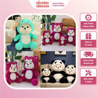 Gấu Bông Lena Đội Mũ Cosplay Gấu Dâu Dễ Thương, Thú Nhồi Bông Khủng Long Gấu Trúc Kuromi PIkachu Cáo Hồng