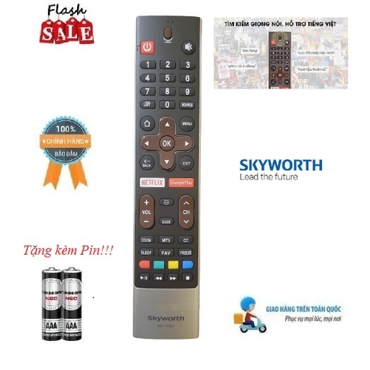 Remote Điều khiển tivi Skyworth giọng nói VỎ NÂU- Hàng mới XỊN Skyworth 100% Tặng Pin