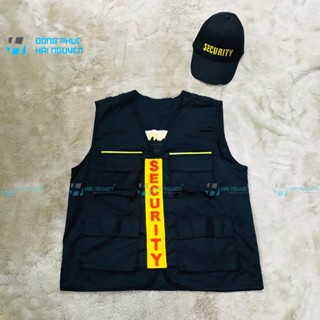 Áo ghile cơ động màu đen dành cho bảo vệ vải kaki cotton freesize