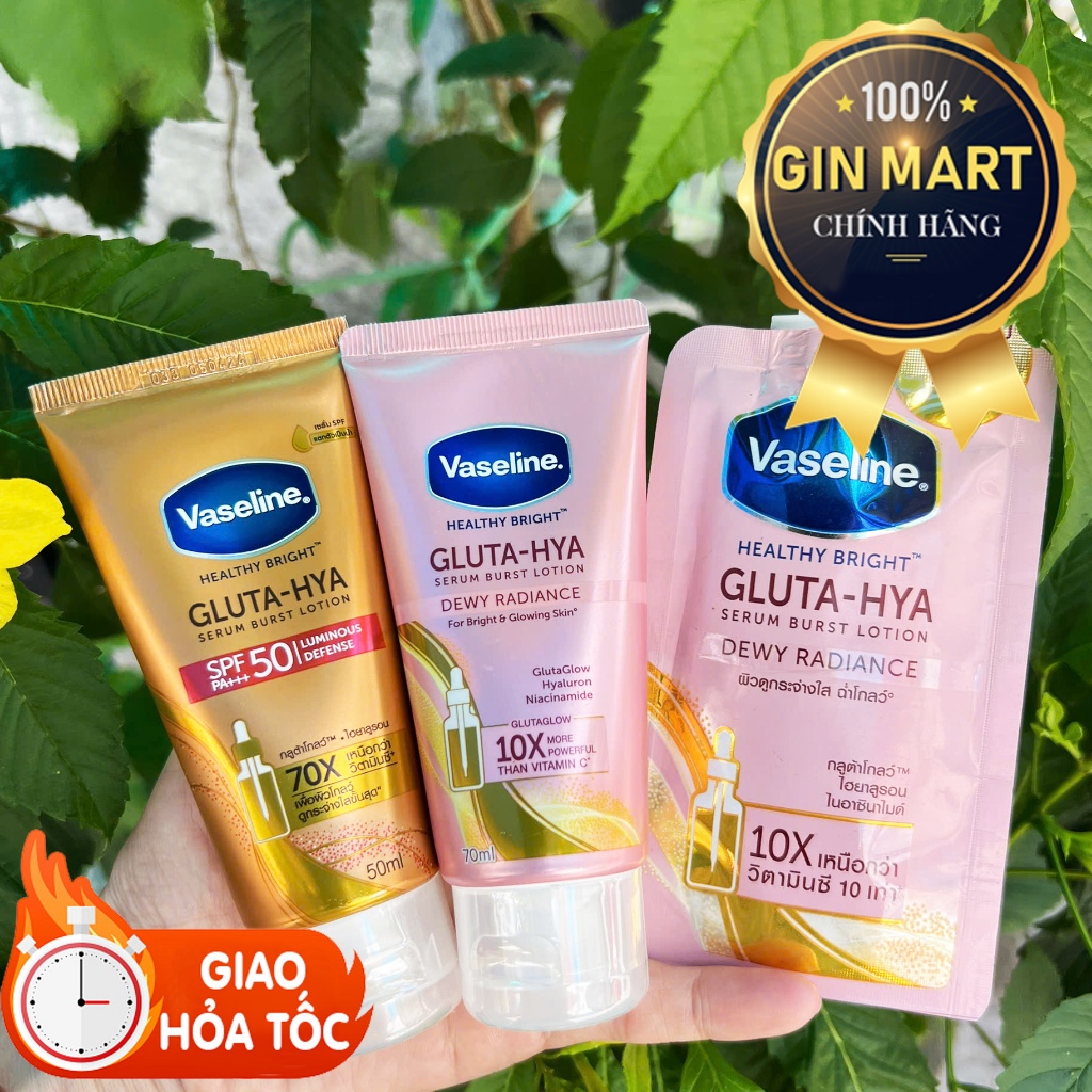 Vaseline 50x Serum chống nắng cơ thể SPF50 + dưỡng da sáng khoẻ 30ml/ 70ml