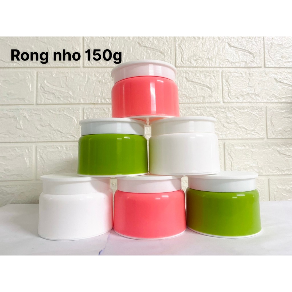 combo 100 hủ rong nho : có màu xanh lá . màu hồng . màu trắng đẹp như hình
