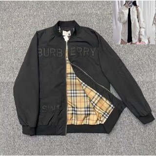 BBR new Áo Khoác BURBERRY Chữ THÊU 2 Lớp Da Dày Dặn Chữ Thêu, Áo Khoác Gió Nam Nữ BBR Phong Cách Boy Phố Trẻ Trung