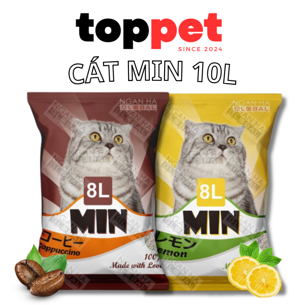 Cát vệ sinh cho mèo MIN 8L 3.5KG - Cát mèo khử mùi ít bụi MIN