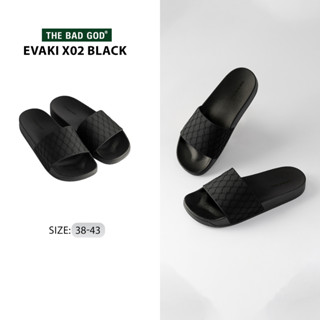 Dép Quai Ngang Nam Nữ The Bad God Evaki X02 Black Monogram Đế PVC Chống Trơn Local Brand Dép Unisex