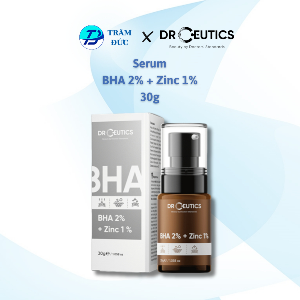 DRCEUTICS Serum Kẽm BHA 2% + Zinc PCA 1% DrCeutics giảm mụn và giảm tiết dầu 30g
