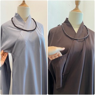 Áo choàng lễ phật, áo tràng phật tử nam nữ Thiên Di đồ lam truyền chất vải kate silk D21