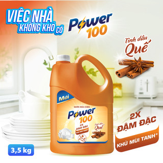 Nước rửa chén Power100 Tinh dầu quế 3.5KG