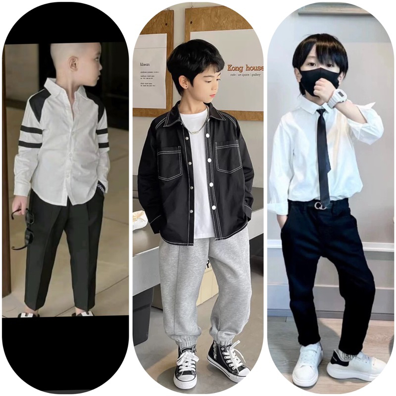 (9-48kg) Set bộ Sơ mi quần âu lịch lãm cho bé trai