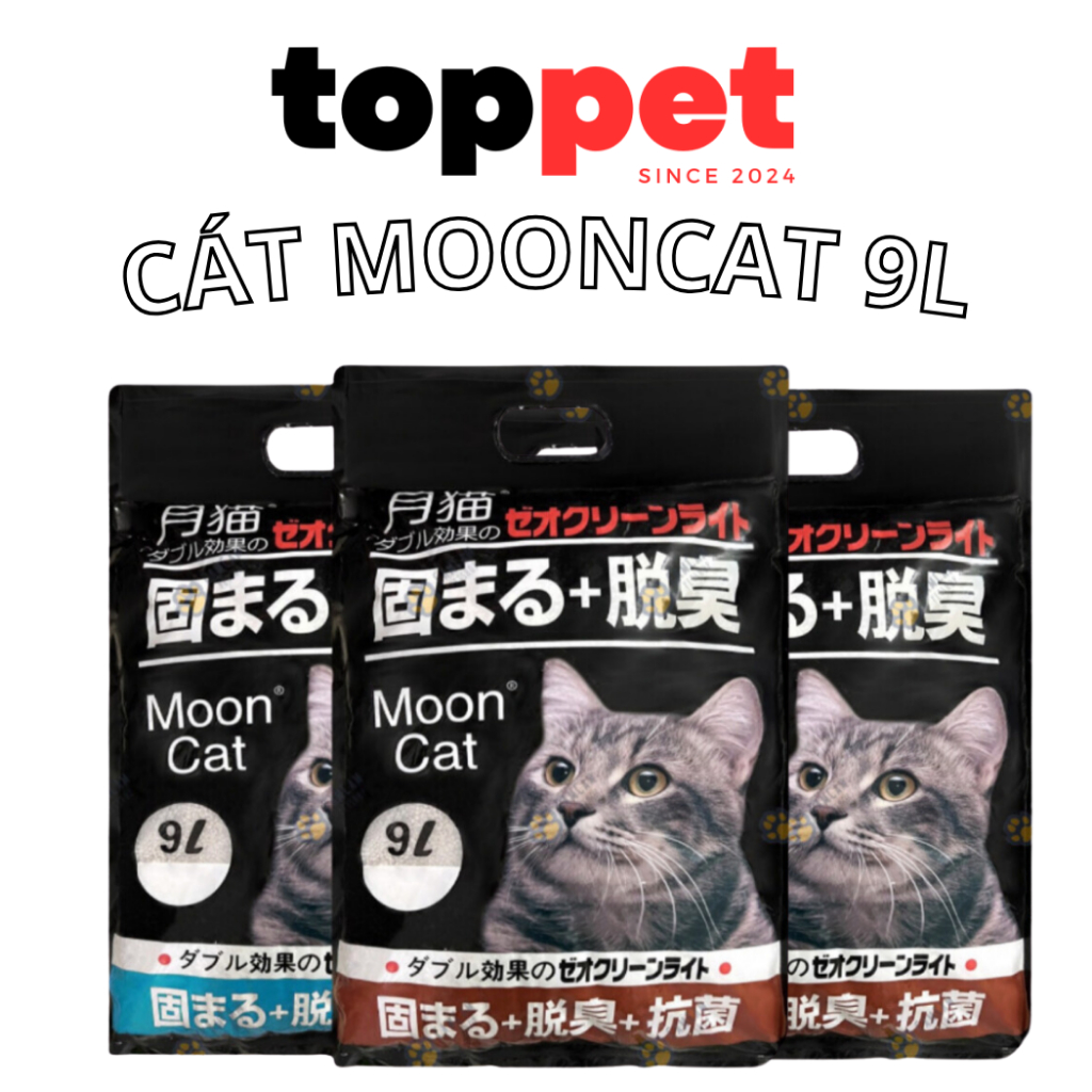 Cát nhật đen MOONCAT 9L cho mèo. Cát vệ sinh cho mèo MOONCAT nhật đen khử mùi vón tốt.