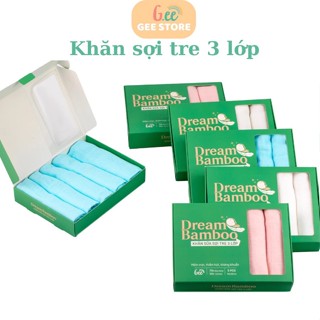 Set 5 Khăn Sữa Sợi Tre Gee 3 lớp Dream Bamboo, Kích Thước 30cm x30cm, Khăn Xô Cho Bé Sơ Sinh, Mềm Mịn( Hộp Xanh Lá)