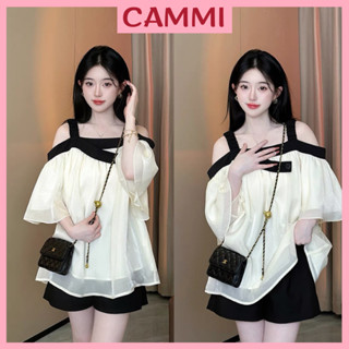  Set Áo 2 Dây Trễ Vai Chất Liệu Voan Tơ + Quần Tafta Phồng Set Thiết Kế Tiểu Thư Hàn Quốc siêu xinh HB52 