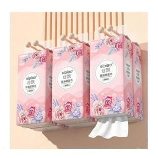 Thùng 10 bịch giấy treo SIPIAO Hoa Hồng, Khăn rút 4 lớp treo tường mỗi bịch 1000 tờ