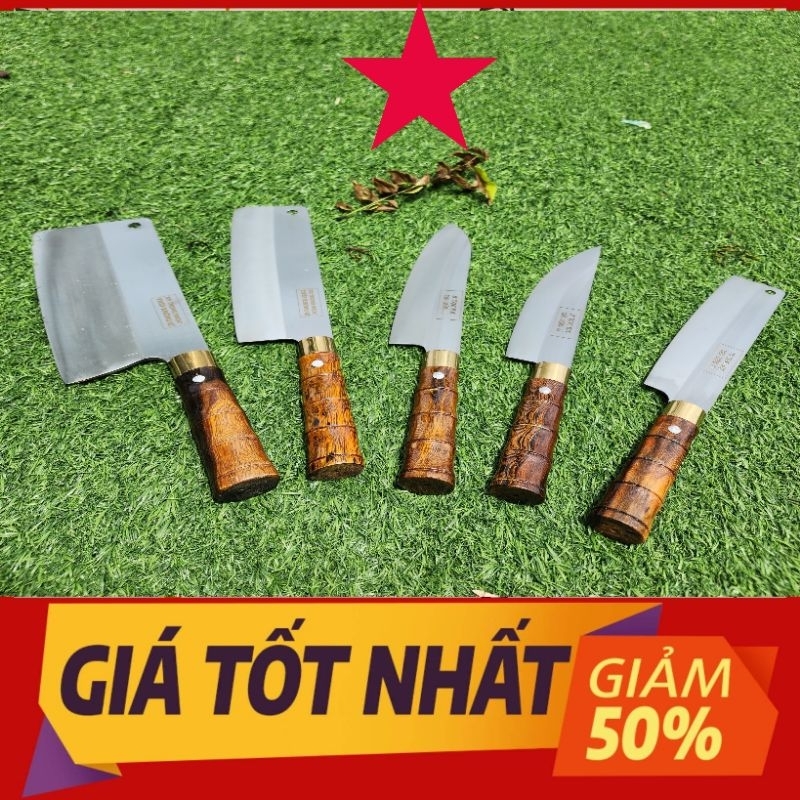 Bộ dao làm bếp dao thép nhật không gỉ dao thép 440c dao cán trúc mẫu 2023