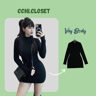  Đầm Body Cổ Lọ Dài Tay Xỏ Ngón Đầm Body Dài Tay Giữ Nhiệt Cổ Lọ Xỏ Ngón Phong Cách Girlcrush T043 