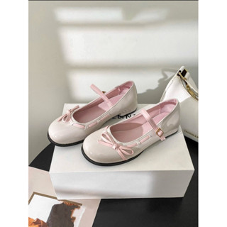 (Sẵn- HàngQC ) Giày búp bê Jennie tiểu thư mũi tròn da PU phong cách lolita 3cm