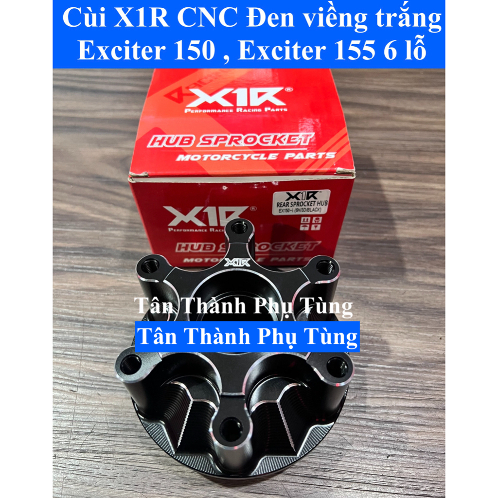 Cùi đĩa CNC X1R Màu đen viềng trắng Exciter 150, 155 6 lỗ chính hãng