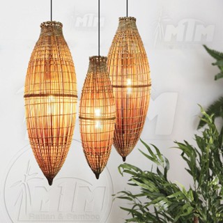  Đèn tre đó bụng MTDT36 - Đèn mây tre Đèn trang trí Đèn treo thả 