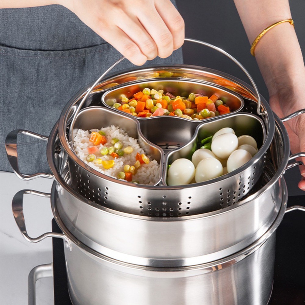 Khay Hấp Hình Quạt Inox 304 Chống Mùi Chéo, Dễ Vệ Sinh, Đa Năng