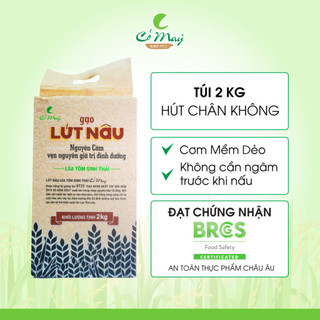 Gạo lứt nâu nguyên cám ST25 lúa tôm sinh thái túi 2kg hút chân không