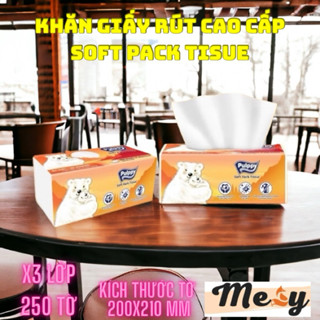 [Chính Hãng] Khăn giấy rút Pulppy Gấu Trắng Cao Cấp 250 Tờ x2 Lớp Soft Pack Tissue dùng lau lau mặt