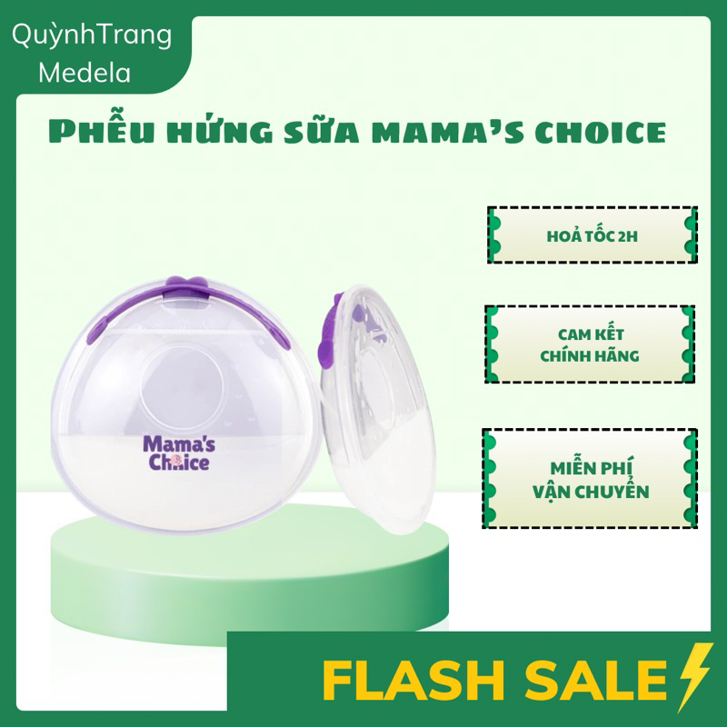 Phễu hứng sữa Mama's choice silicon cao cấp có nắp chống tràn hôp 2 cái