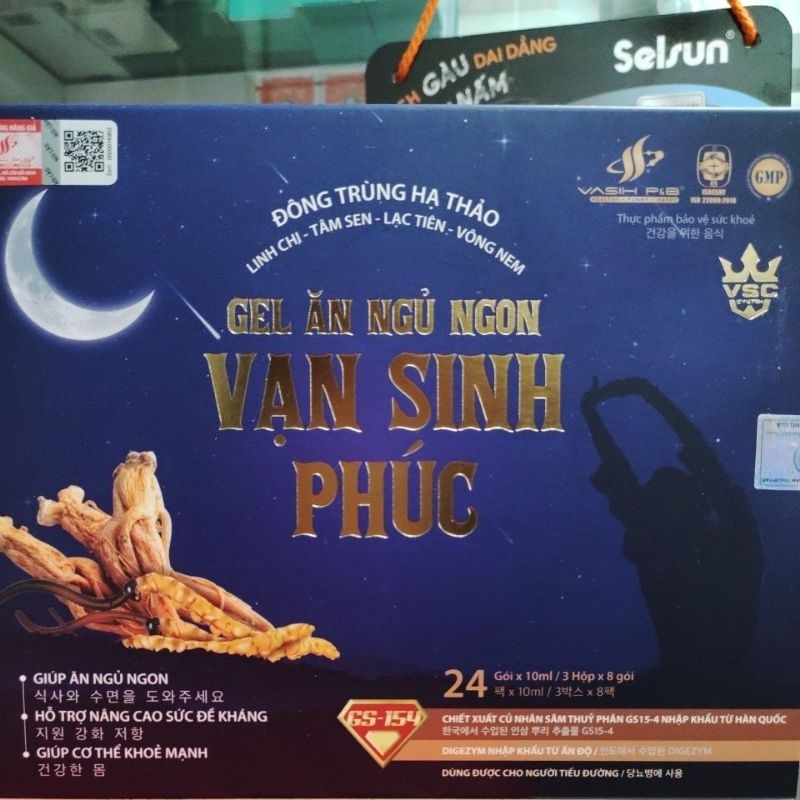 Thực phẩm bảo vệ sức khoẻ Gel ăn ngủ ngon Đông trùng Vạn Sinh Phúc - hộp 24 gói