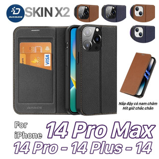 BAO DA IPHONE 14 PRO MAX - 14 PRO - 14 PLUS - 14 DUX DUCIS SKIN X2 CHÍNH HÃNG NẮP GẬP TỰ HÍT [NEW 100%]