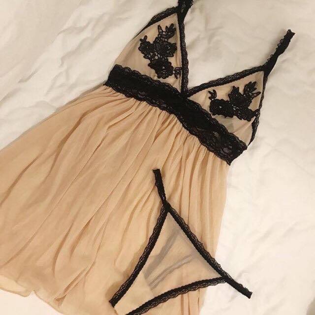 Váy ngủ Sexy gợi cảm kèm quần lọt khe - Đồ ngủ xuyên thấu k3