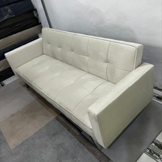 Ghế Sofa Bed Có Tay Vịn ( Ghế Giường Thông Minh Đa Năng) Gấp Gọn Dài 1m4, 1m9 Màu Trắng Kem Chất Vải Nhung Sang Trọng