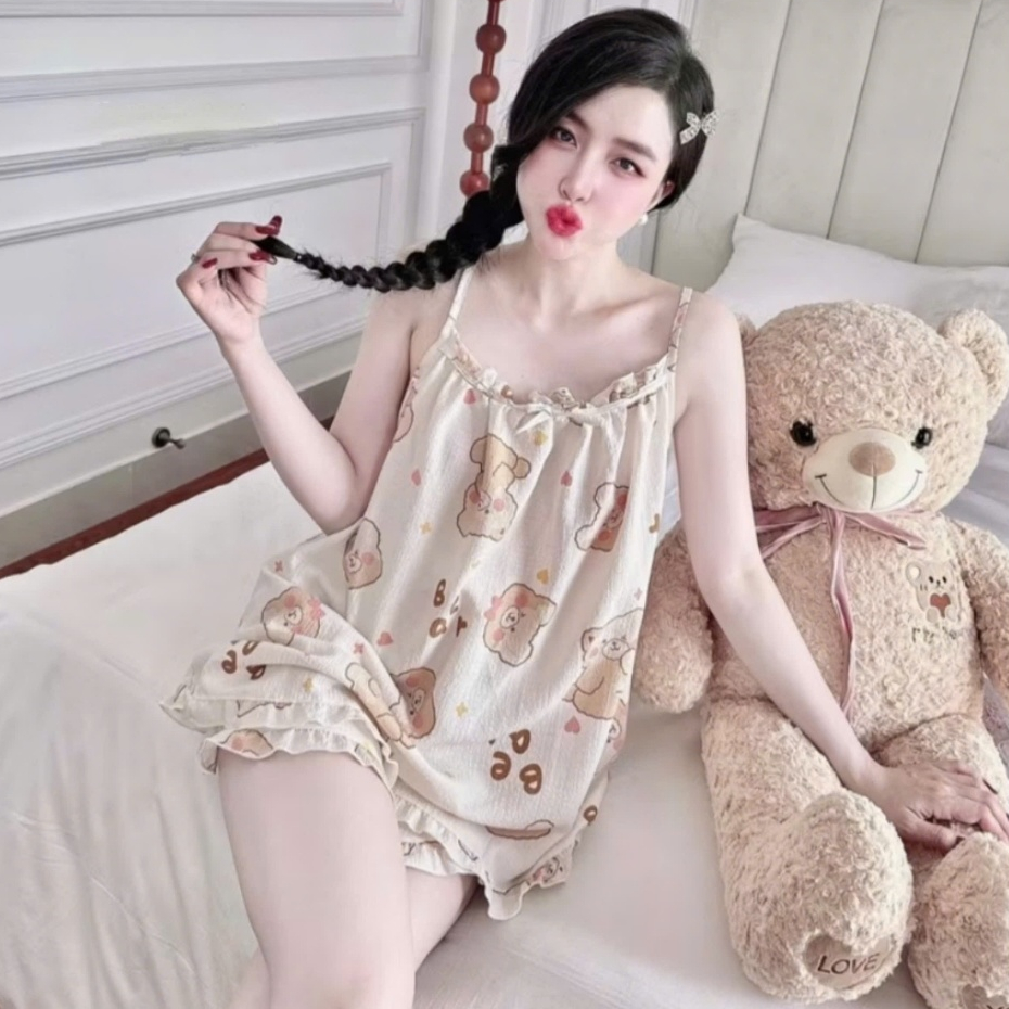 Đồ bộ ngủ hai dây mặc nhà mùa hè dễ thương set đồ ngủ hai dây hoạt hình xinh xắn đáng yêu CARY | BigBuy360 - bigbuy360.vn