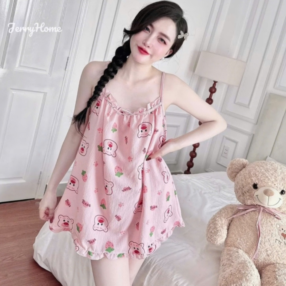 Đồ bộ ngủ hai dây mặc nhà mùa hè dễ thương set đồ ngủ hai dây hoạt hình xinh xắn đáng yêu CARY | BigBuy360 - bigbuy360.vn